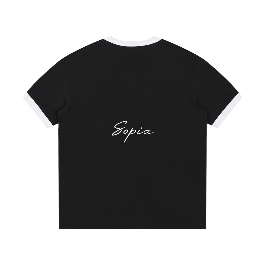 Contrast Edge Ribbed Crewneck T-Shirt