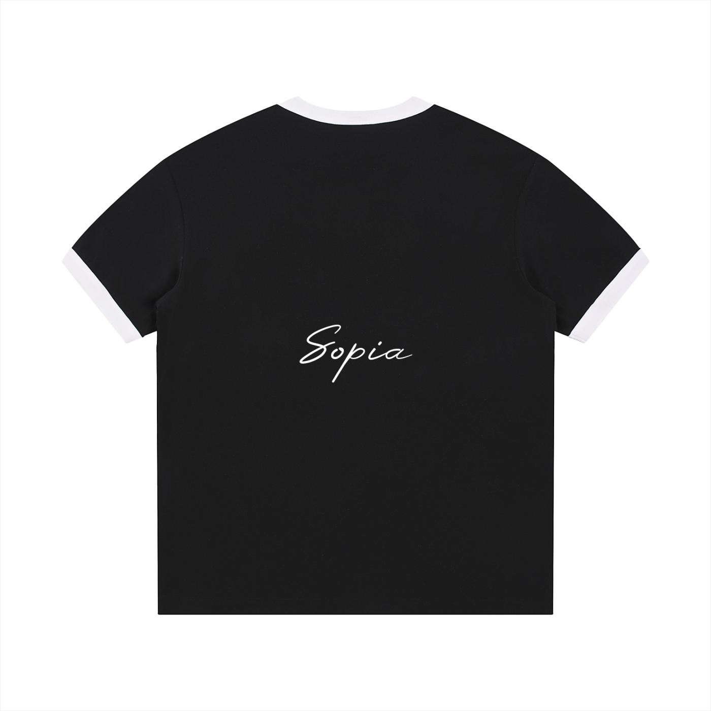 Contrast Edge Ribbed Crewneck T-Shirt