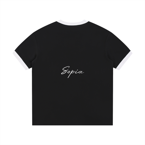 Contrast Edge Ribbed Crewneck T-Shirt