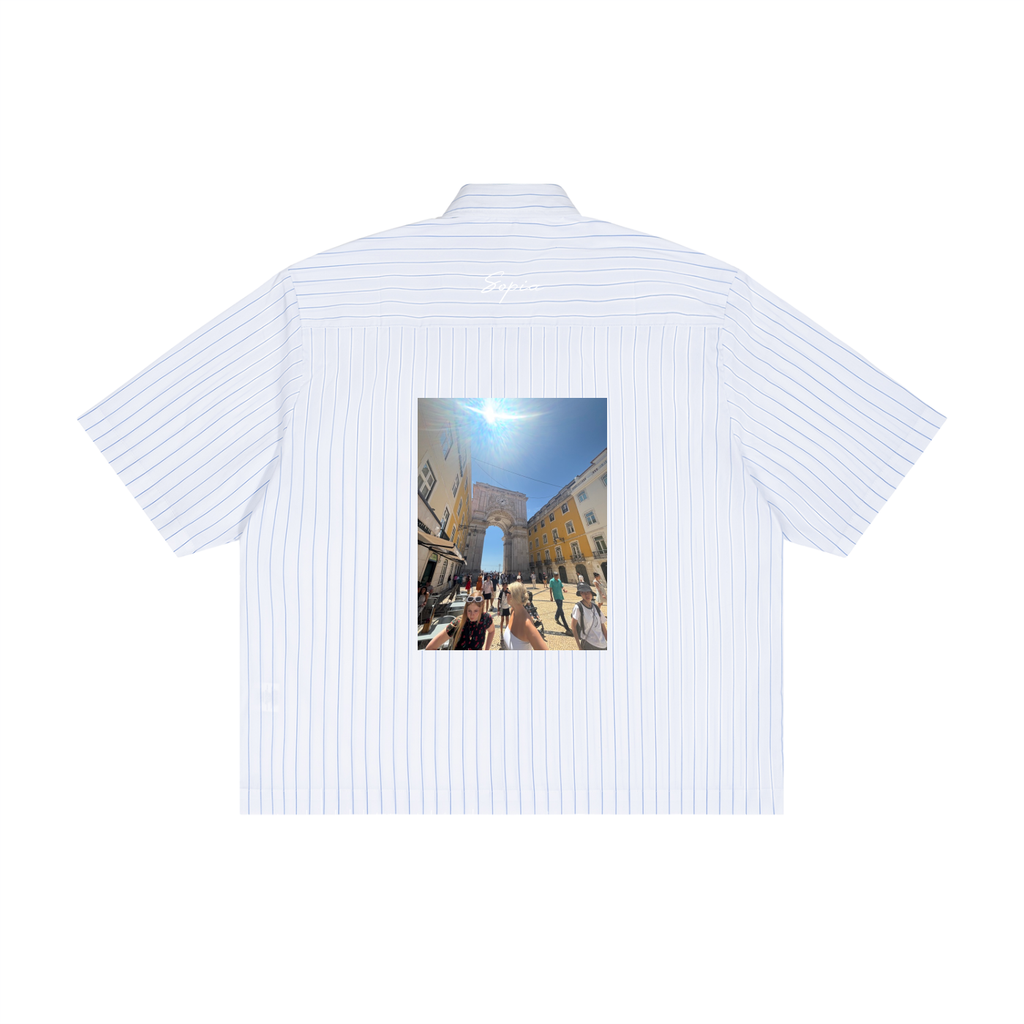 Unisex Striped Boxy Button-Up Shirt