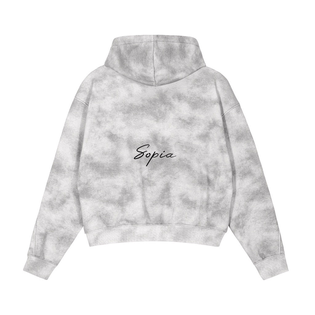 Dirty Washed Zip-Up Fleece Hoodie