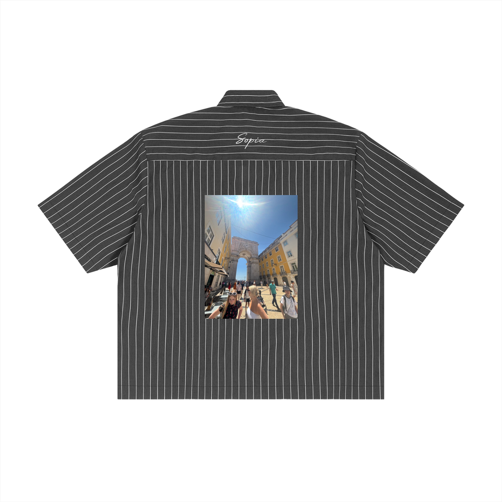 Unisex Striped Boxy Button-Up Shirt