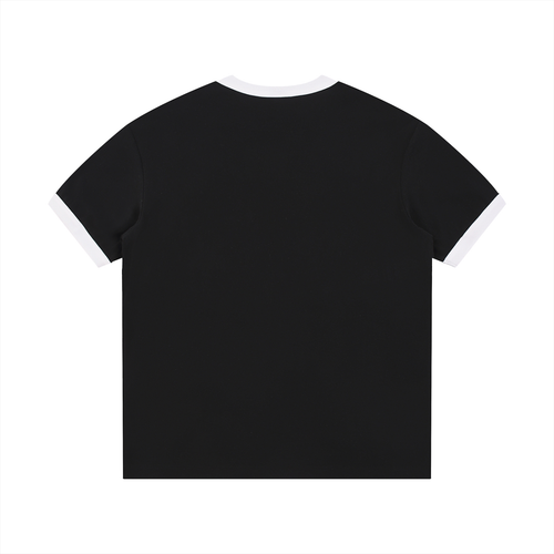 Contrast Edge Ribbed Crewneck T-Shirt