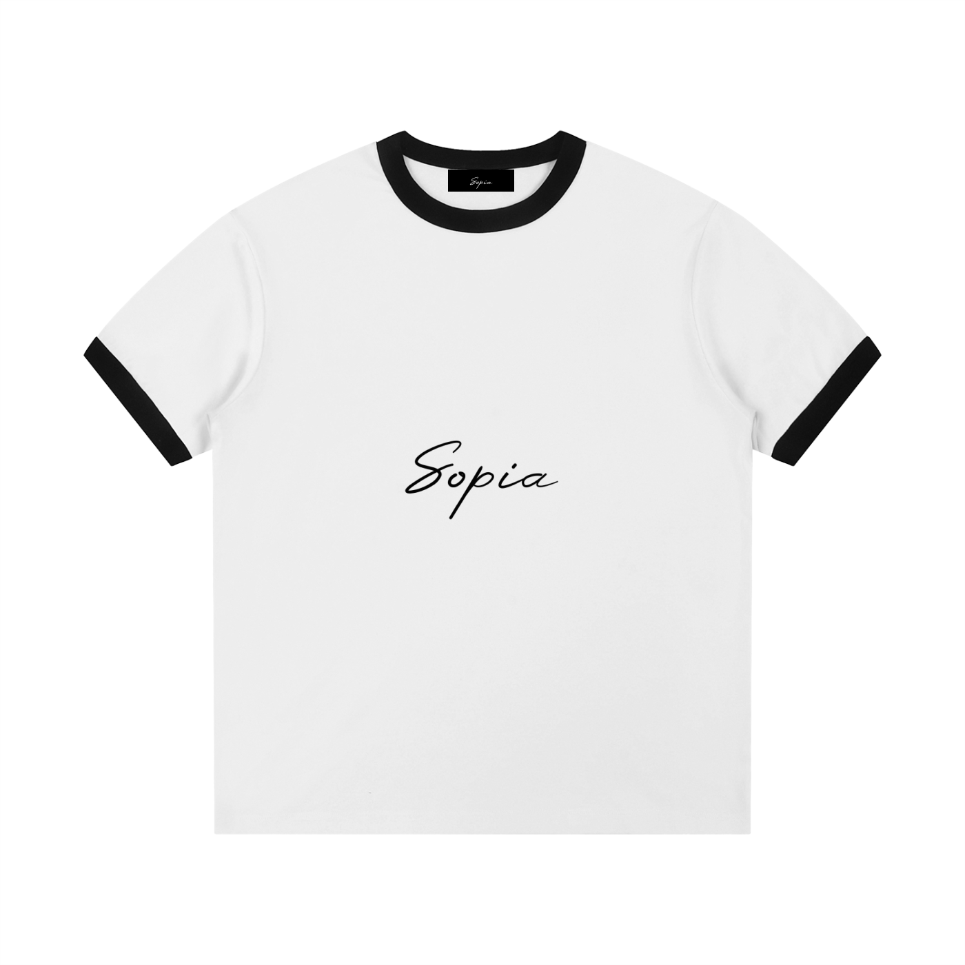 Contrast Edge Ribbed Crewneck T-Shirt