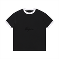 Contrast Edge Ribbed Crewneck T-Shirt