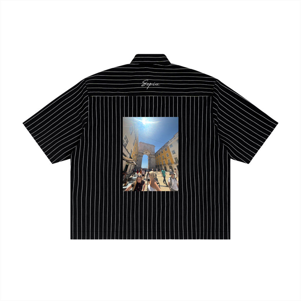 Unisex Striped Boxy Button-Up Shirt