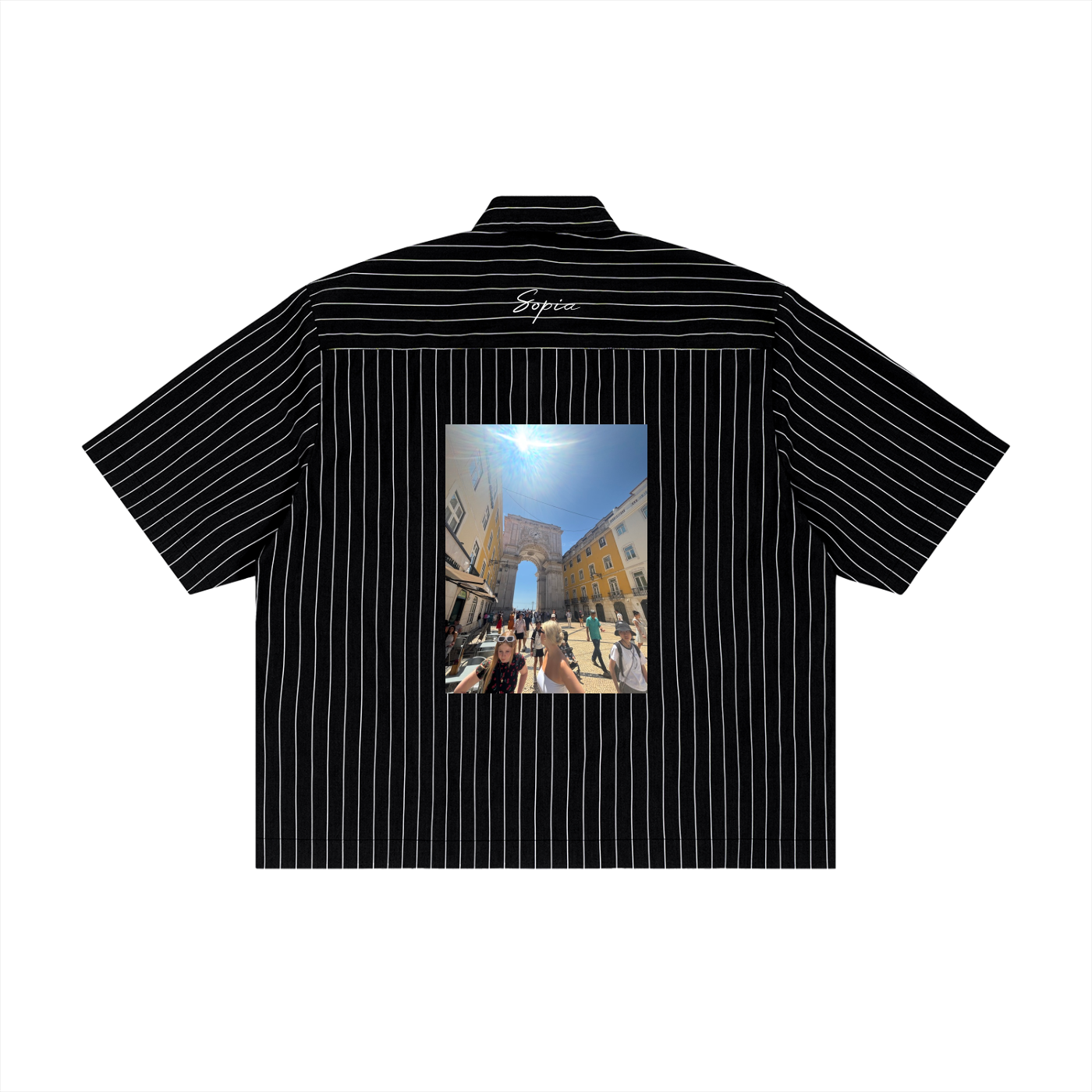 Unisex Striped Boxy Button-Up Shirt